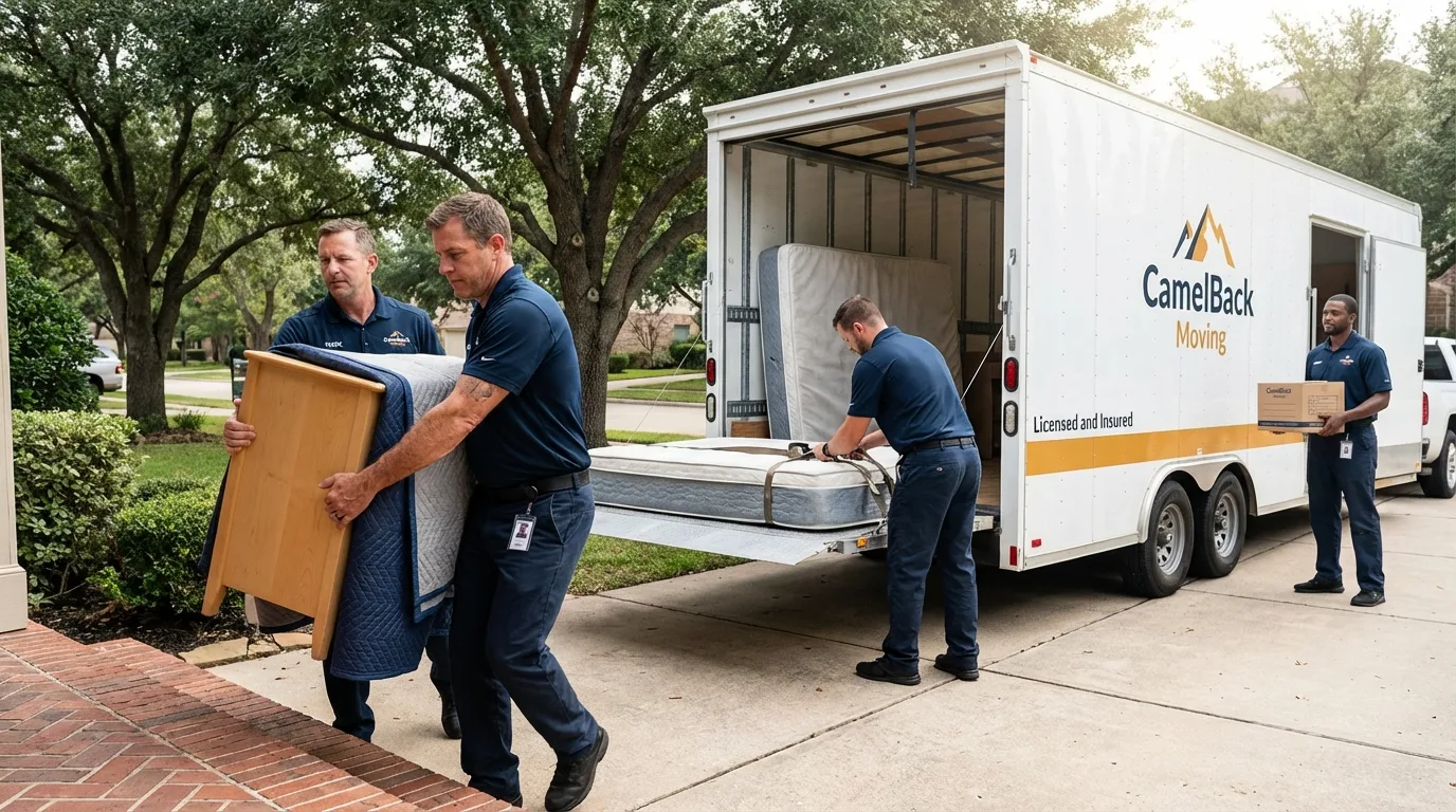 Crew loading residential truck for cross-state move from Brentwood, TN