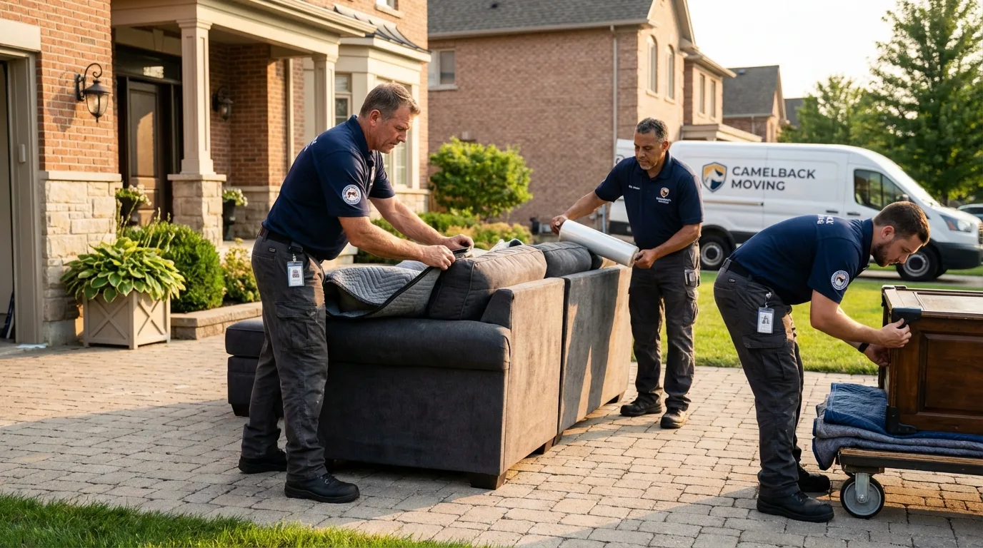 Large estate moving crew wrapping furniture in Brentwood, TN